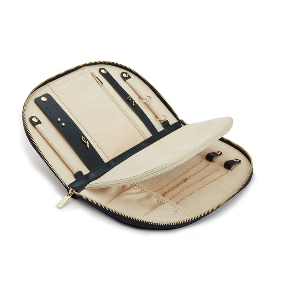 WOLF Zoe Green Velvet Portfolio Travel Jewellery Box - Image 8