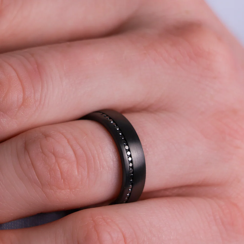 Zirconium Diamond Lined 6mm Band - Image 2